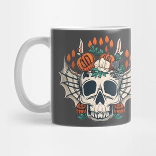 Skull with Various Objects and Plants Mug